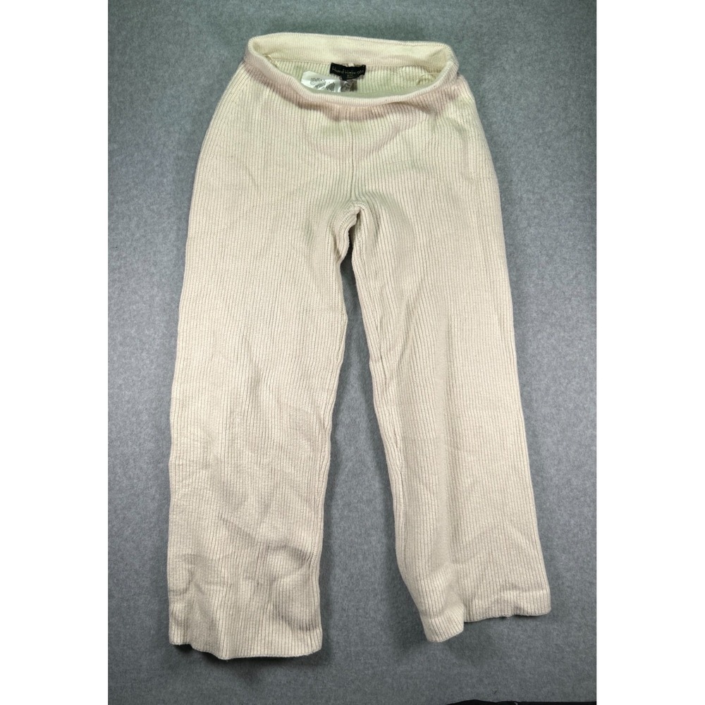House of Harlow 360 Lounge Pants Womens XS Beige Tight Knit Ribbed Wide Leg